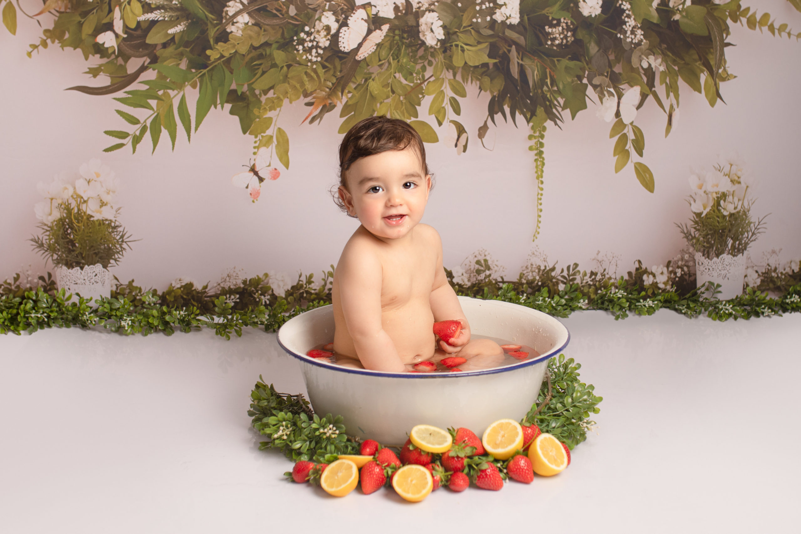 Fruit bath - Strood, First Birthday by Cake Smash Photographer in Medway, Kent